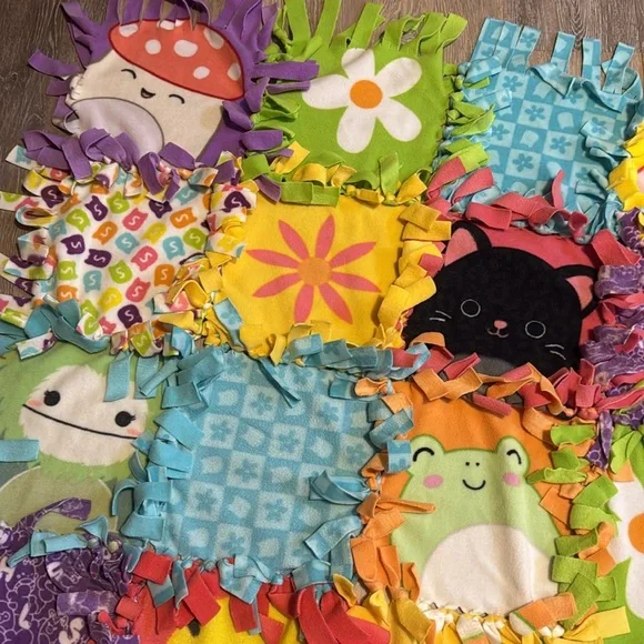 Squishmallows Colorful Hand tied Patchwork Blanket - Picture 5 of 5